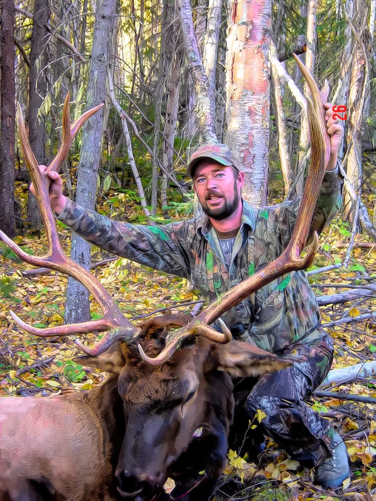 Elk and hunter - Canadian Elk Hunt - 2406